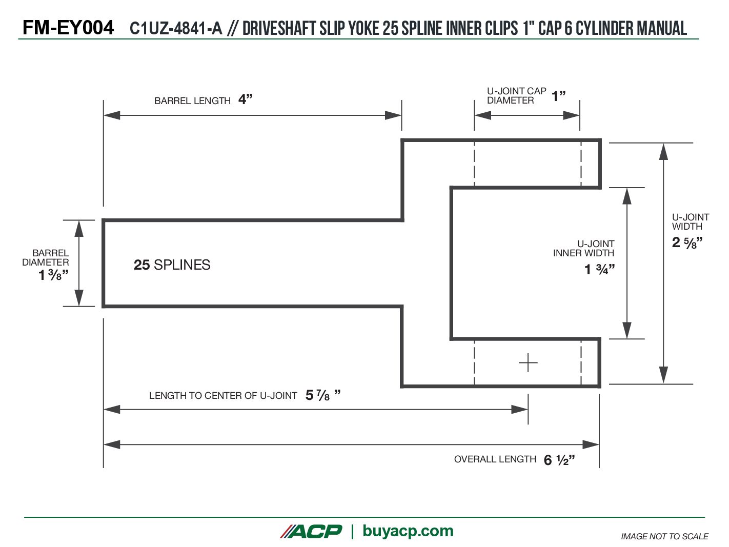 1960-65 Driveshaft Slip Yoke 6 Cyl - Image 6